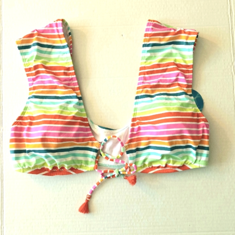 Decree Colorful Striped Bikini Top